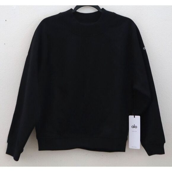 Alo Yoga W3684R Women’s Sz XS Black Renown Heavy Weight Crew Neck Pullover - Picture 1 of 10